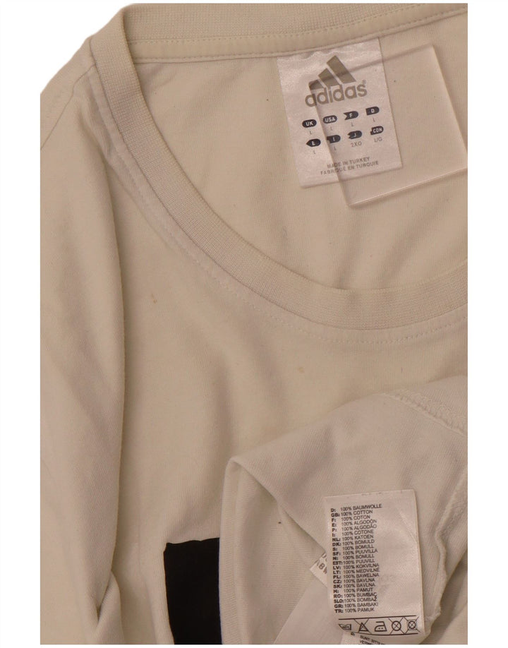 ADIDAS Camiseta gráfica para hombre Top grande de algodón blanco