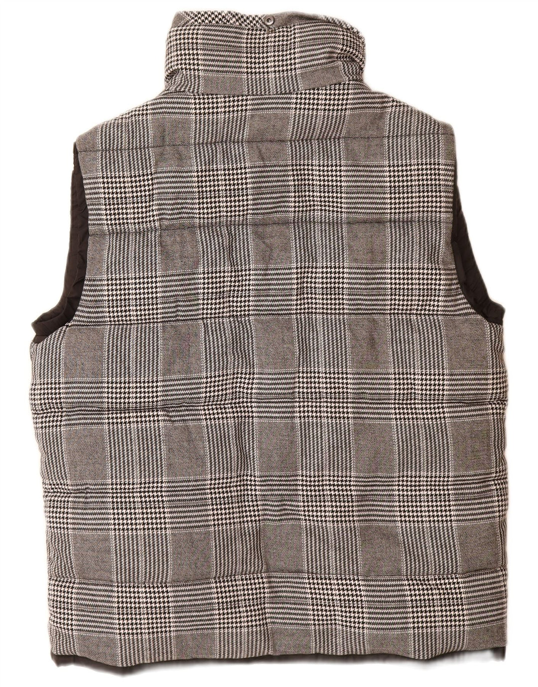 Zara Hombre Chaleco Acolchado UK 42 XL Poliéster A Cuadros Gris