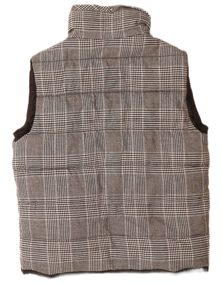 Zara Hombre Chaleco Acolchado UK 42 XL Poliéster A Cuadros Gris
