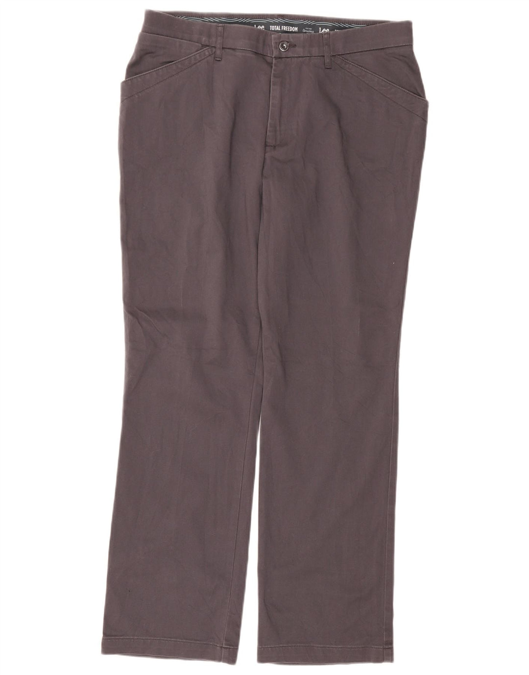 Pantalones Casuales Rectos LEE Womens Total Freedom W34 L30 Gris de Algodón