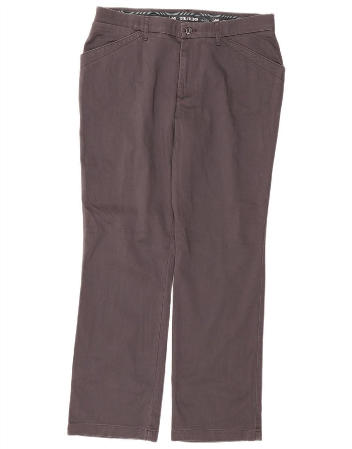 Pantalones Casuales Rectos LEE Womens Total Freedom W34 L30 Gris de Algodón