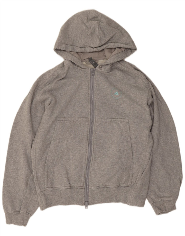 Adidas - Sudadera con capucha y cremallera para hombre, algodón gris medio