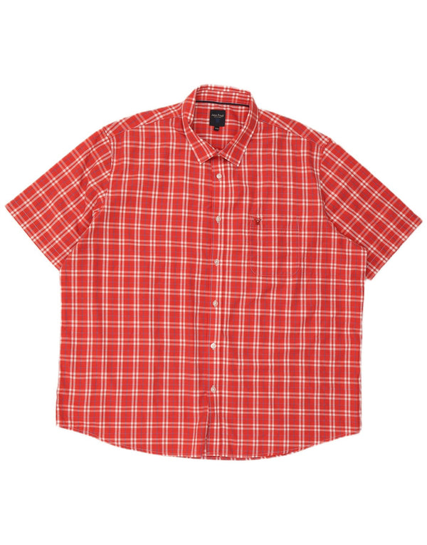 James Pringle Mens Short Sleeve Shirt 2XL Red Check Polyester