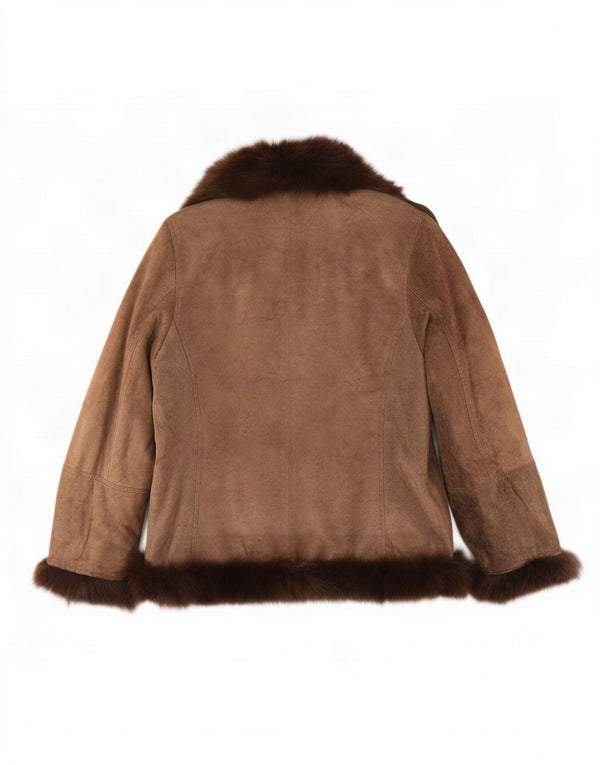 Chaqueta de ante vintage para mujer IT 52 2XL cuero marrón