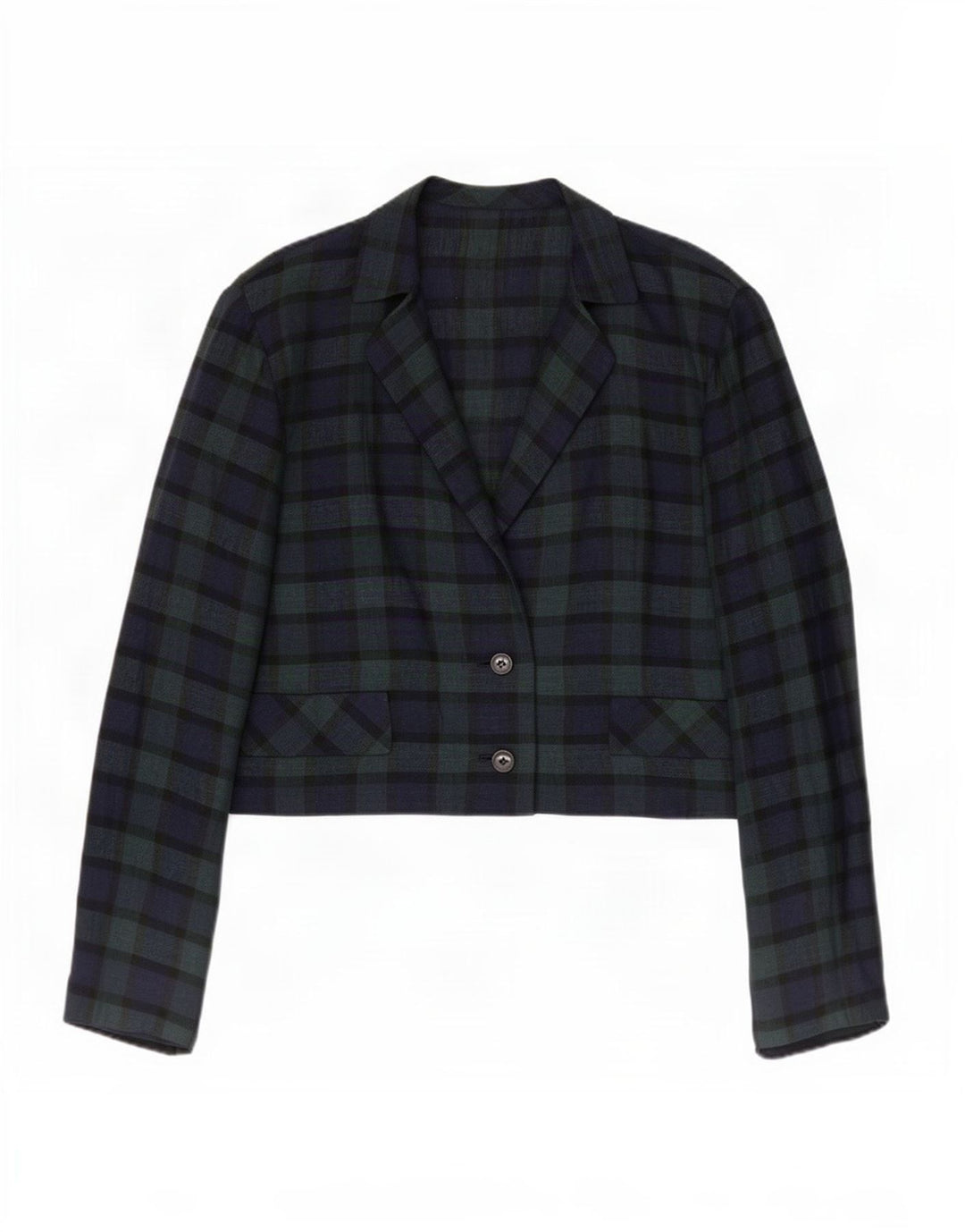 Vintage mujer 2 botones Blazer chaqueta Reino Unido 14 cheque verde medio
