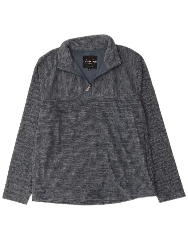 WEIRD FISH Sudadera con cuello y cremallera para hombre UK 40 XL Poliéster moteado gris