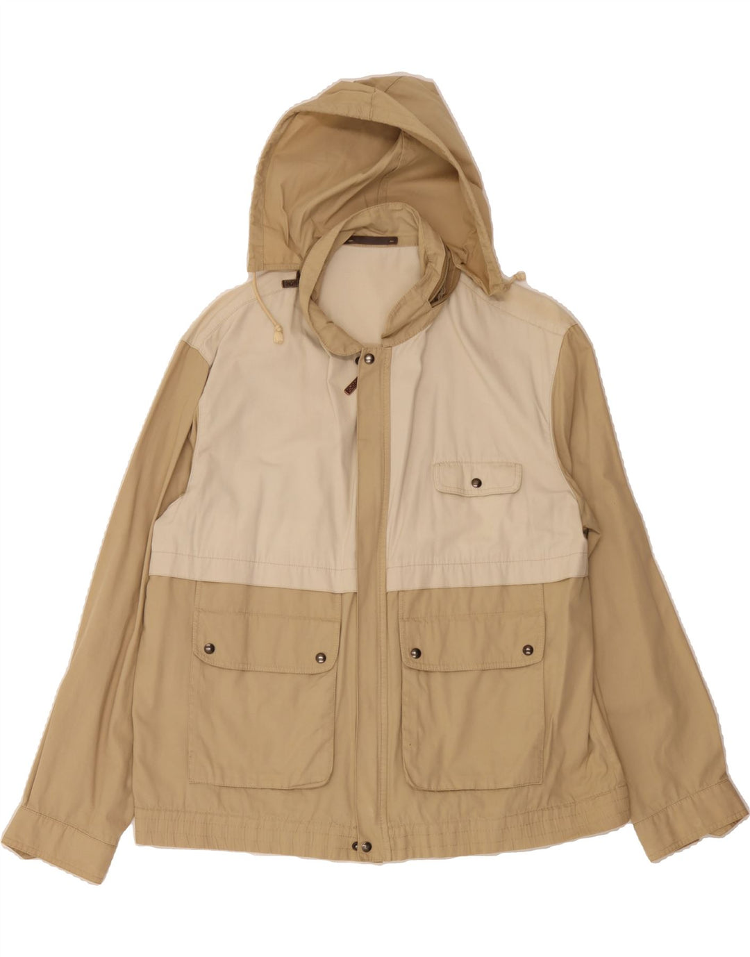 MCGREGOR Mens Hooded Bomber Jacket IT 54 2XL Beige Colourblock Cotton Vintage McGregor and Second-Hand McGregor from Messina Hembry 