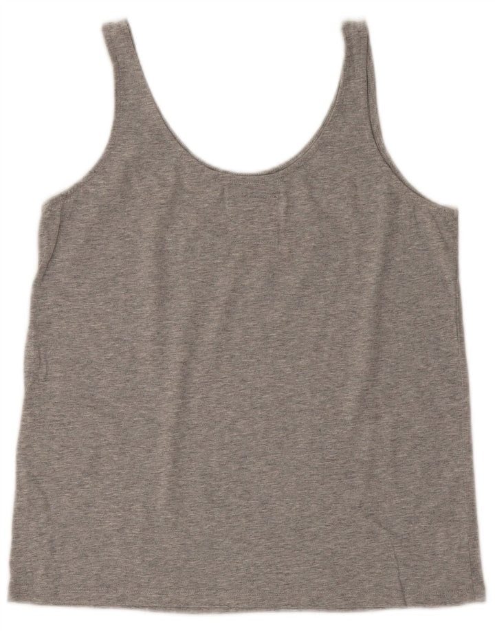 Superdry Mujer Gráfico Chaleco Top UK 8 Pequeño Algodón Gris