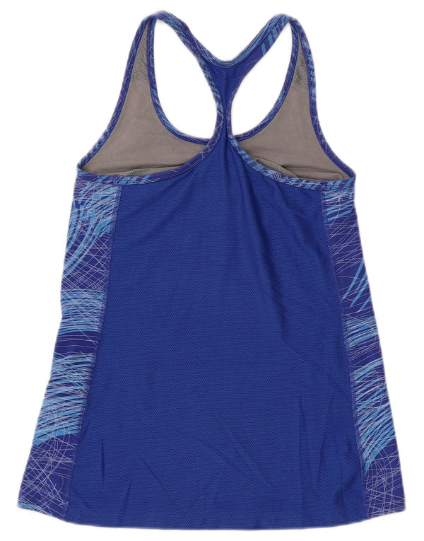 NIKE Mujer Dri Fit Graphic Vest Top UK 8 Pequeño Algodón Geométrico Azul