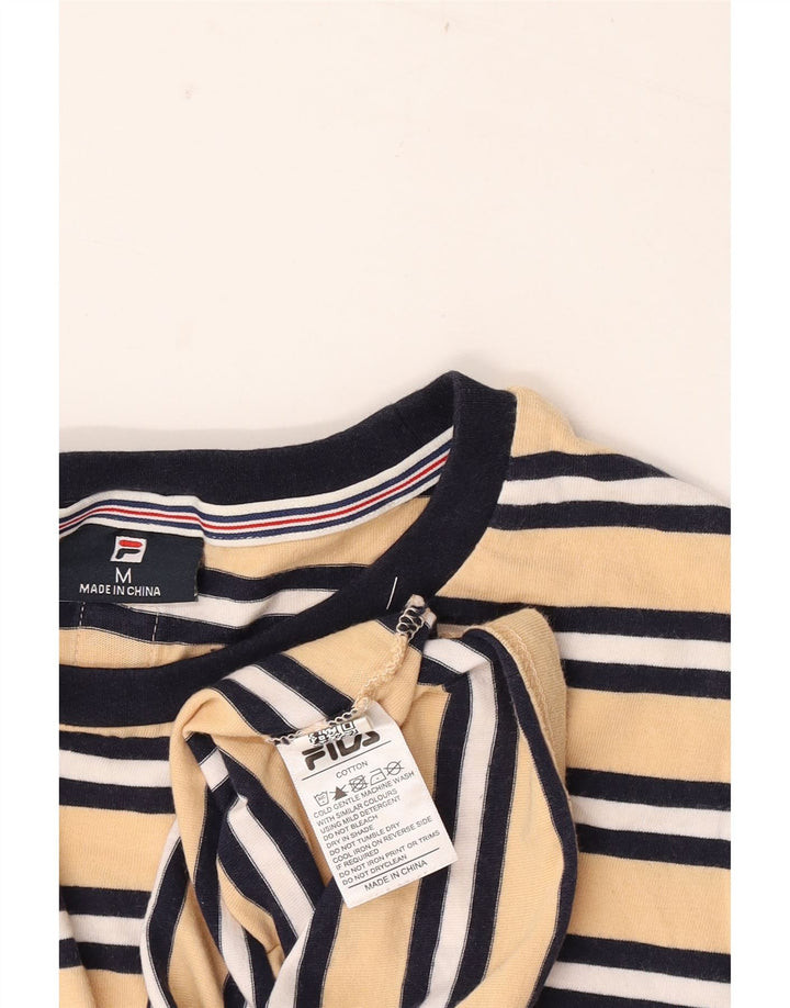 Fila Camiseta gráfica para hombre Top de algodón a rayas amarillo medio