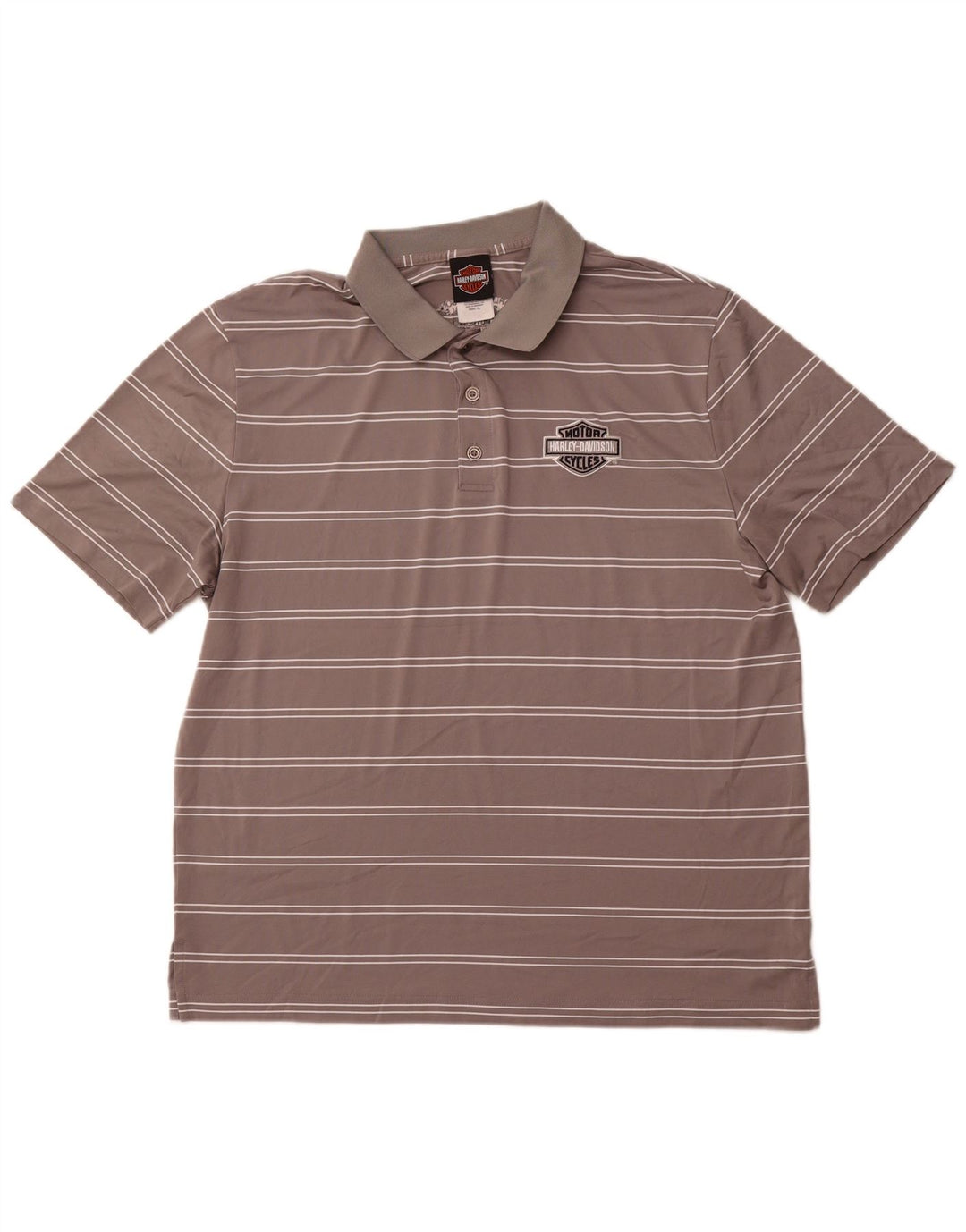 HARLEY DAVIDSON Polo Hombre XL Poliéster Rayas Gris