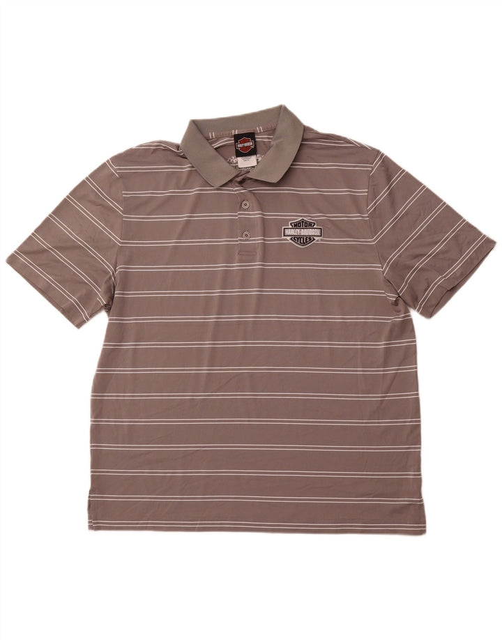 HARLEY DAVIDSON Polo Hombre XL Poliéster Rayas Gris