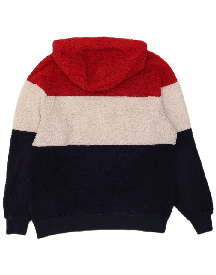 FILA Jersey de forro polar con capucha y gráfico para hombre, tamaño mediano, multicolor, color block