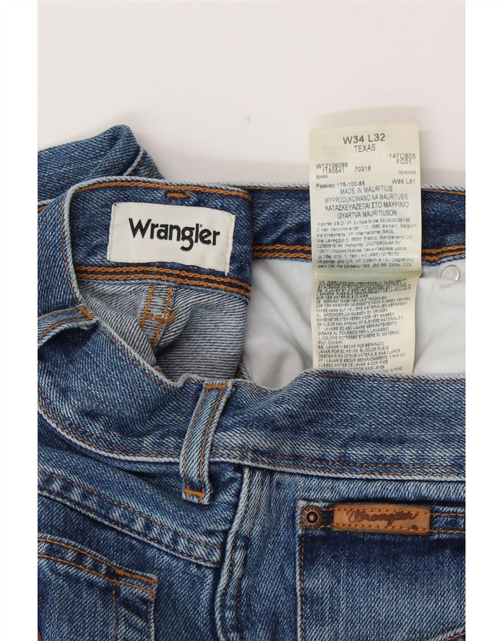 WRANGLER Vaqueros rectos Texas para hombre W34 L32 Algodón azul