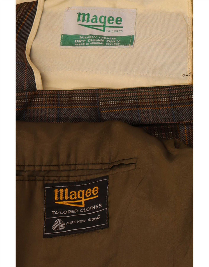 Magee Traje de 2 botones para hombre UK 38 Medium W32 L32 Lana virgen a cuadros marrón