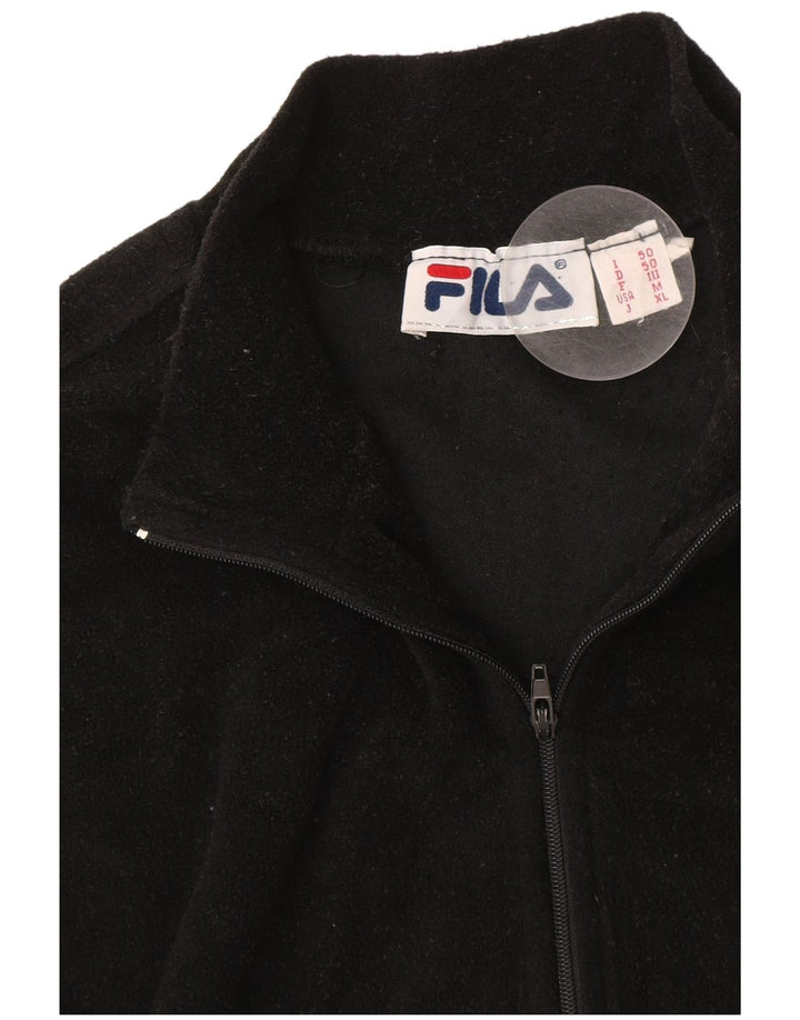 Fila Hombre Zip Neck Fleece Jumper Medium Black
