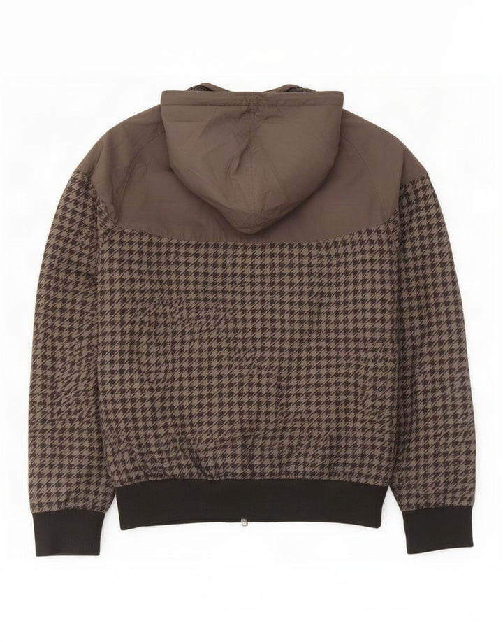 Nike Chaqueta bomber con capucha para hombre UK 34/36 Small Gris Houndstooth Poliéster