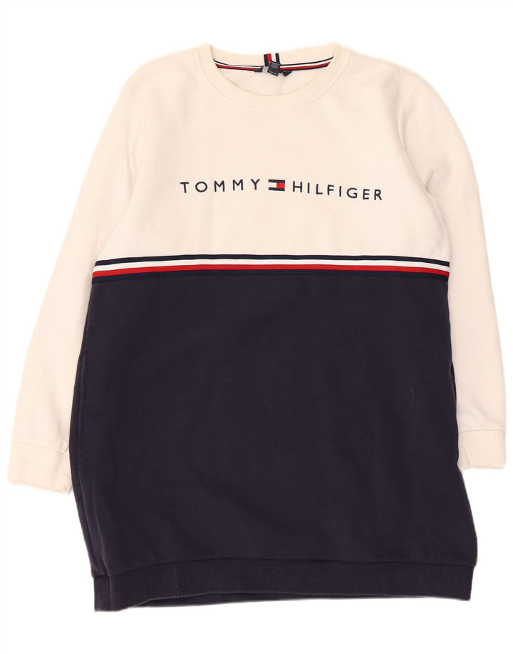 TOMMY HILFIGER Vestido tipo jersey gráfico para mujer Reino Unido 46 Grande Blanco Colorblock