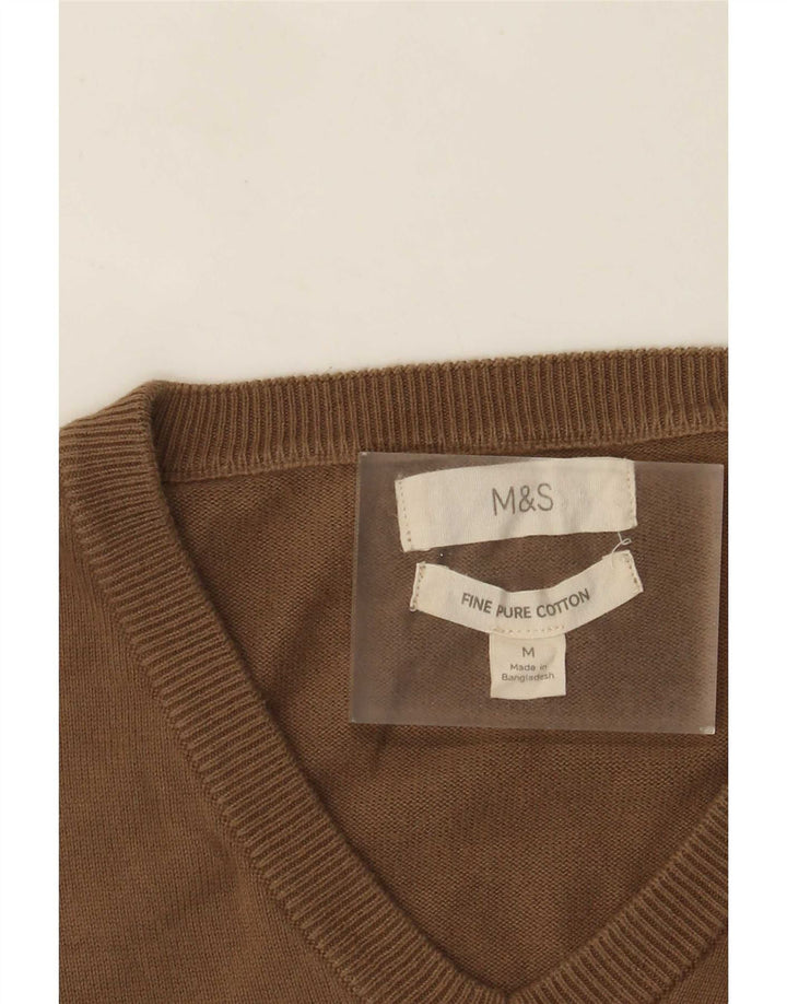 Marks & Spencer Jersey con cuello en V para hombre de algodón marrón medio