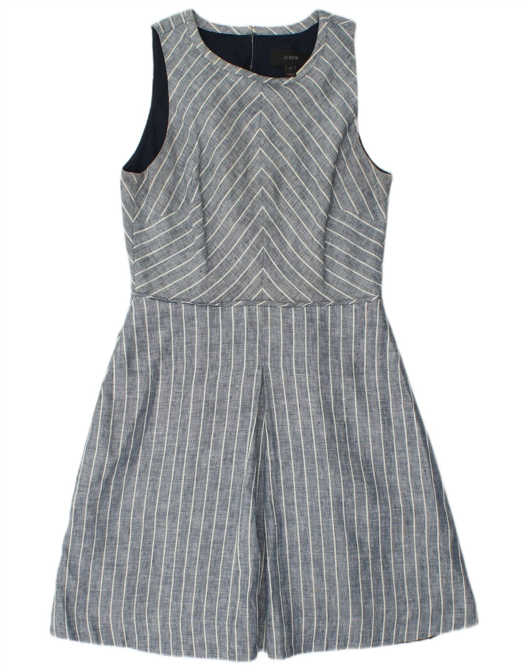 J. CREW Vestido sin mangas para mujer, talla 4, lino a rayas, color azul pequeño