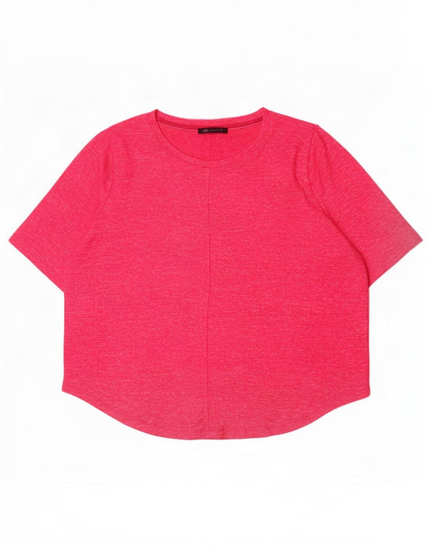 Marks & Spencer Camiseta para mujer Top UK 20 2XL Viscosa moteada rosa