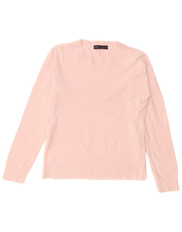 Marks & Spencer Suéter de Cuello Redondo para Mujer UK 10 Pequeño Acrílico Rosa