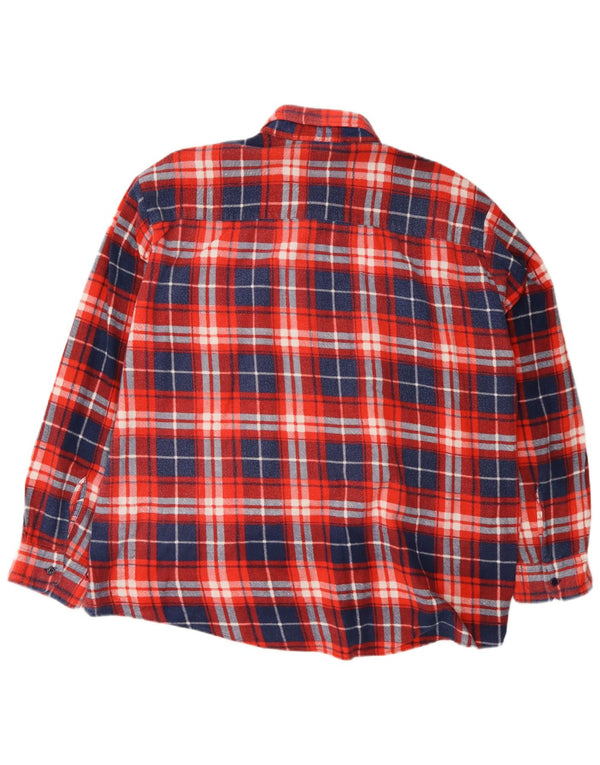 Camisa de franela vintage para hombre XL Algodón a cuadros rojos