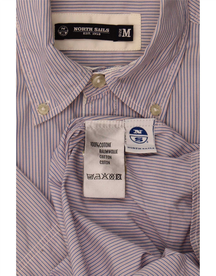 Camisa North Sails Hombre De Manga Corta Con Estampado De Algodón A Rayas Azul Medio