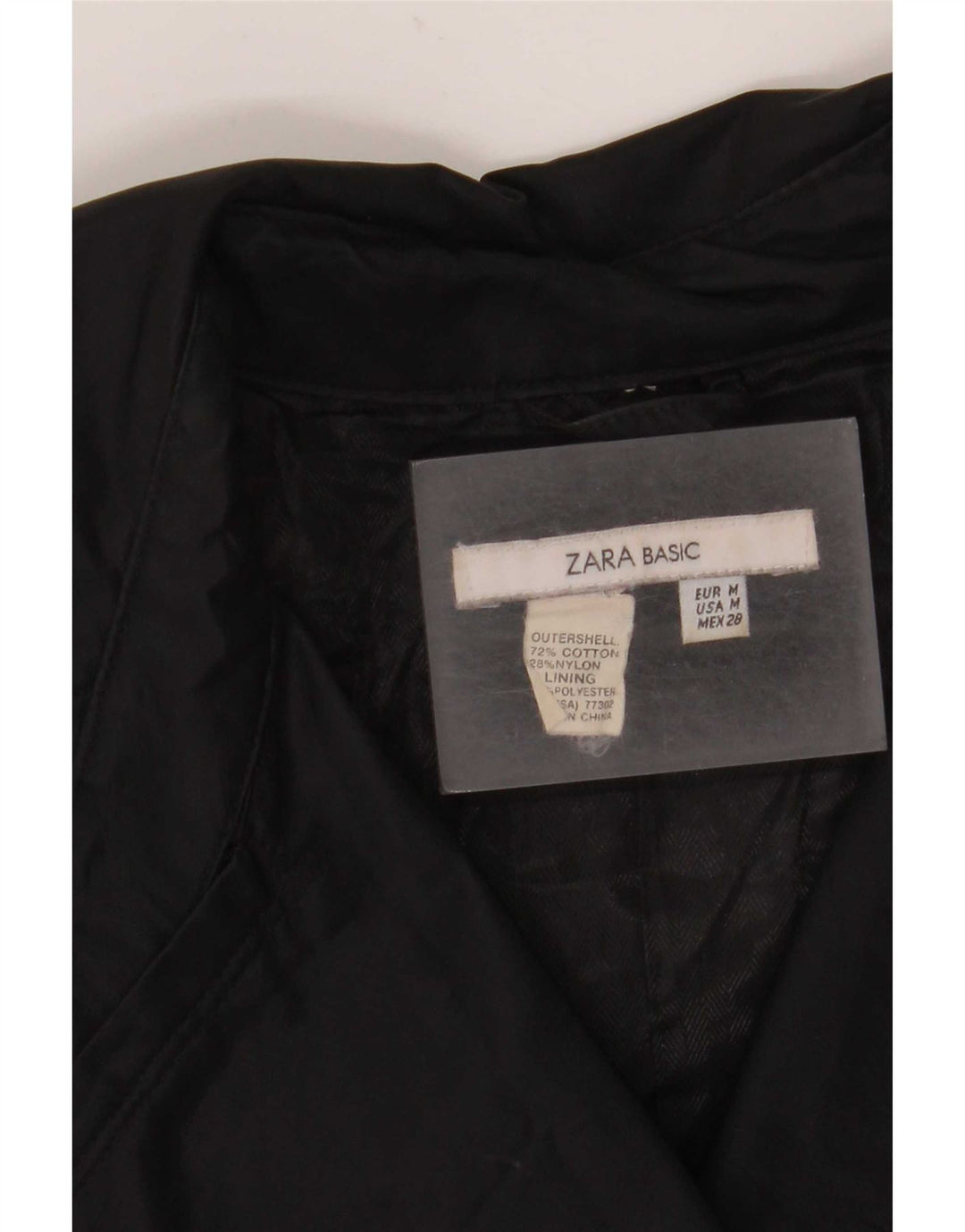 Zara Mujer Gabardina Reino Unido 42 Medio Algodón Negro
