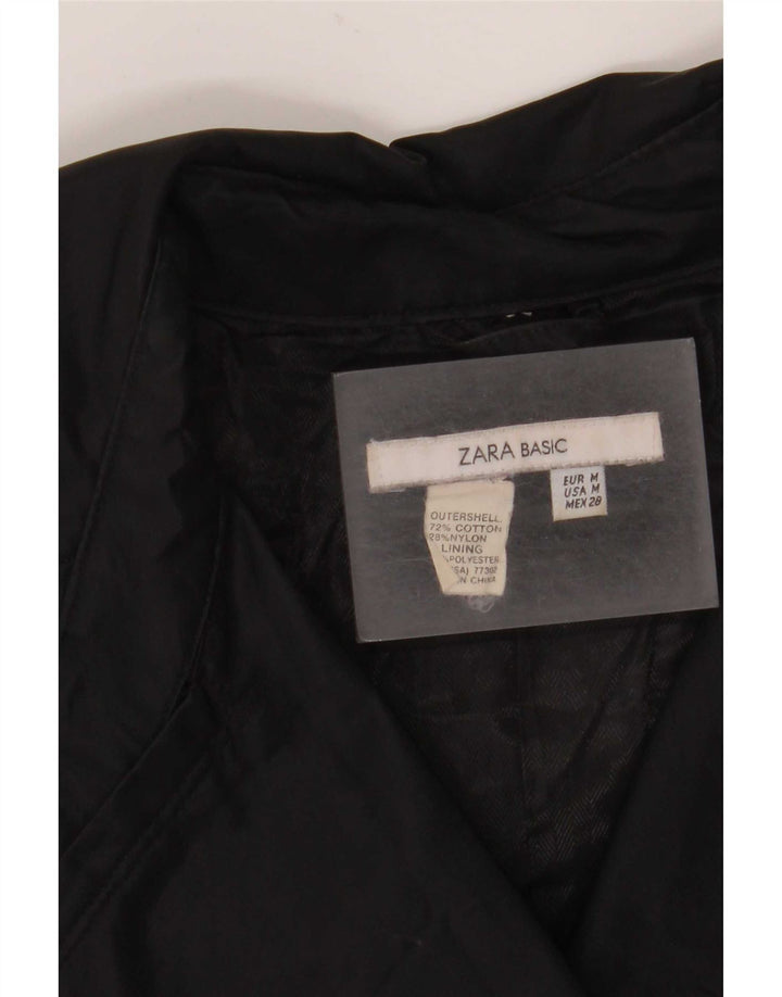 Zara Mujer Gabardina Reino Unido 42 Medio Algodón Negro