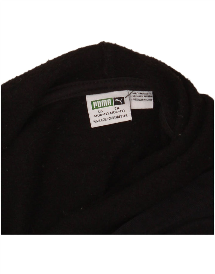 PUMA Sudadera con capucha gráfica para niños de 10 a 11 años, talla mediana, color negro con lunares