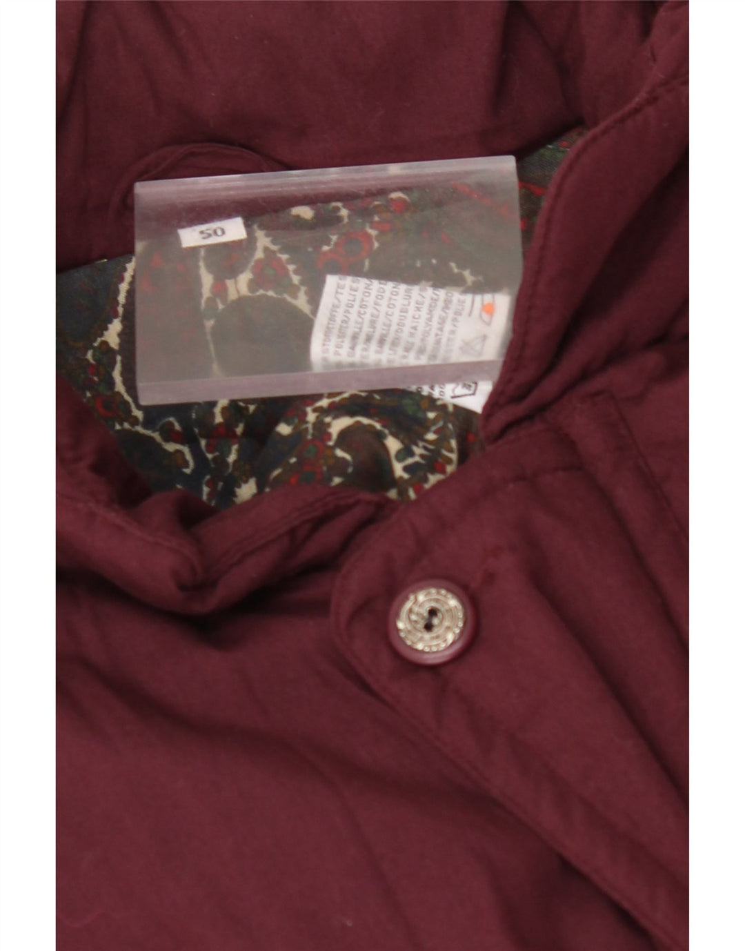 VINTAGE Chaqueta acolchada para hombre IT 50 Poliéster burdeos grande