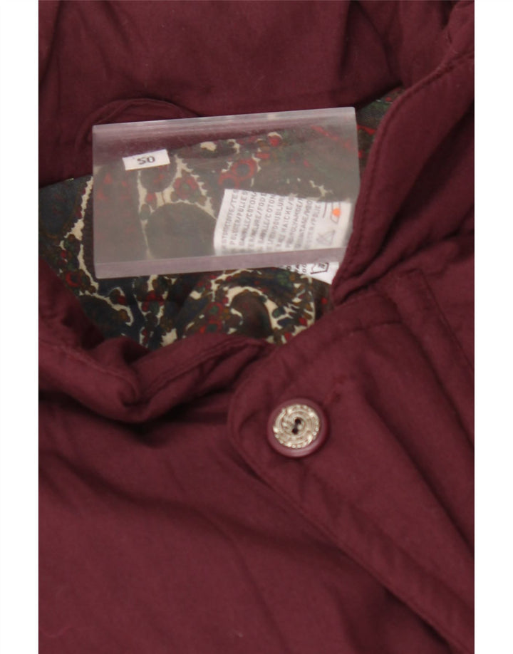 VINTAGE Chaqueta acolchada para hombre IT 50 Poliéster burdeos grande