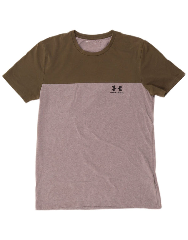 Under Armour Camiseta gráfica de manga corta para hombre Top Medium Khaki Colorblock