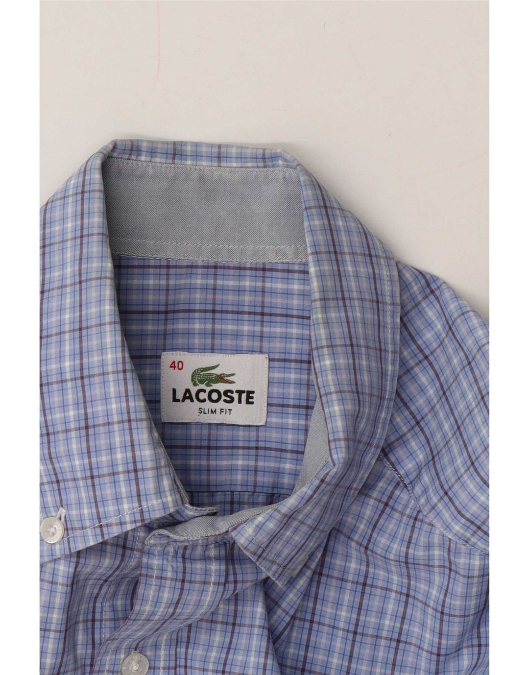 Camisa Lacoste Hombre Slim Fit Talla 40 Cuadros Azul Mediano