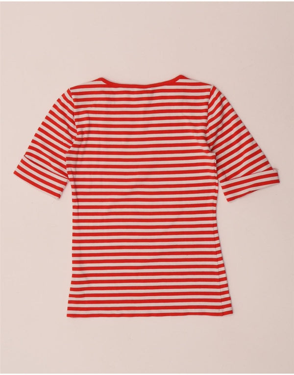 Ralph Lauren Camiseta para mujer Top UK 12 Medio Rojo Rayas Algodón Náutico