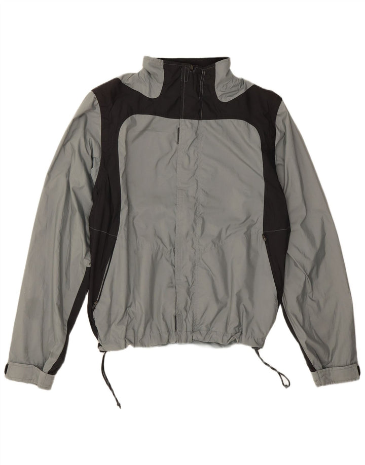 Adidas Chaqueta impermeable para hombre UK 40 Grande Gris Colorblock Poliéster