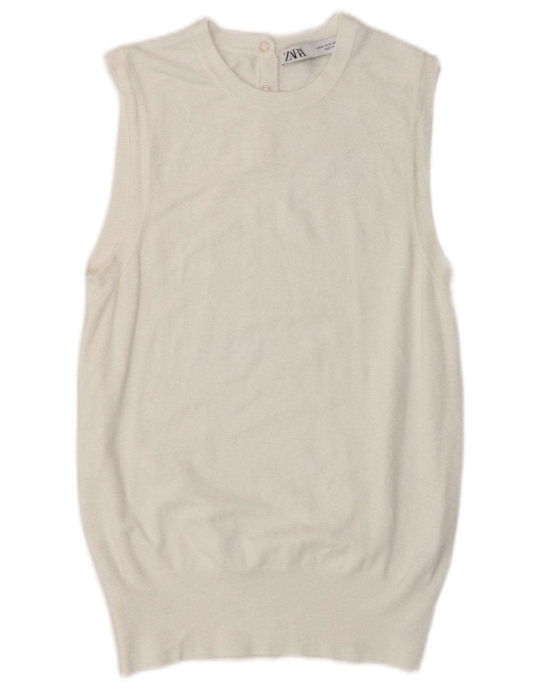 Zara Mujer Chaleco Tank Top UK 44 Medium Viscosa Blanca
