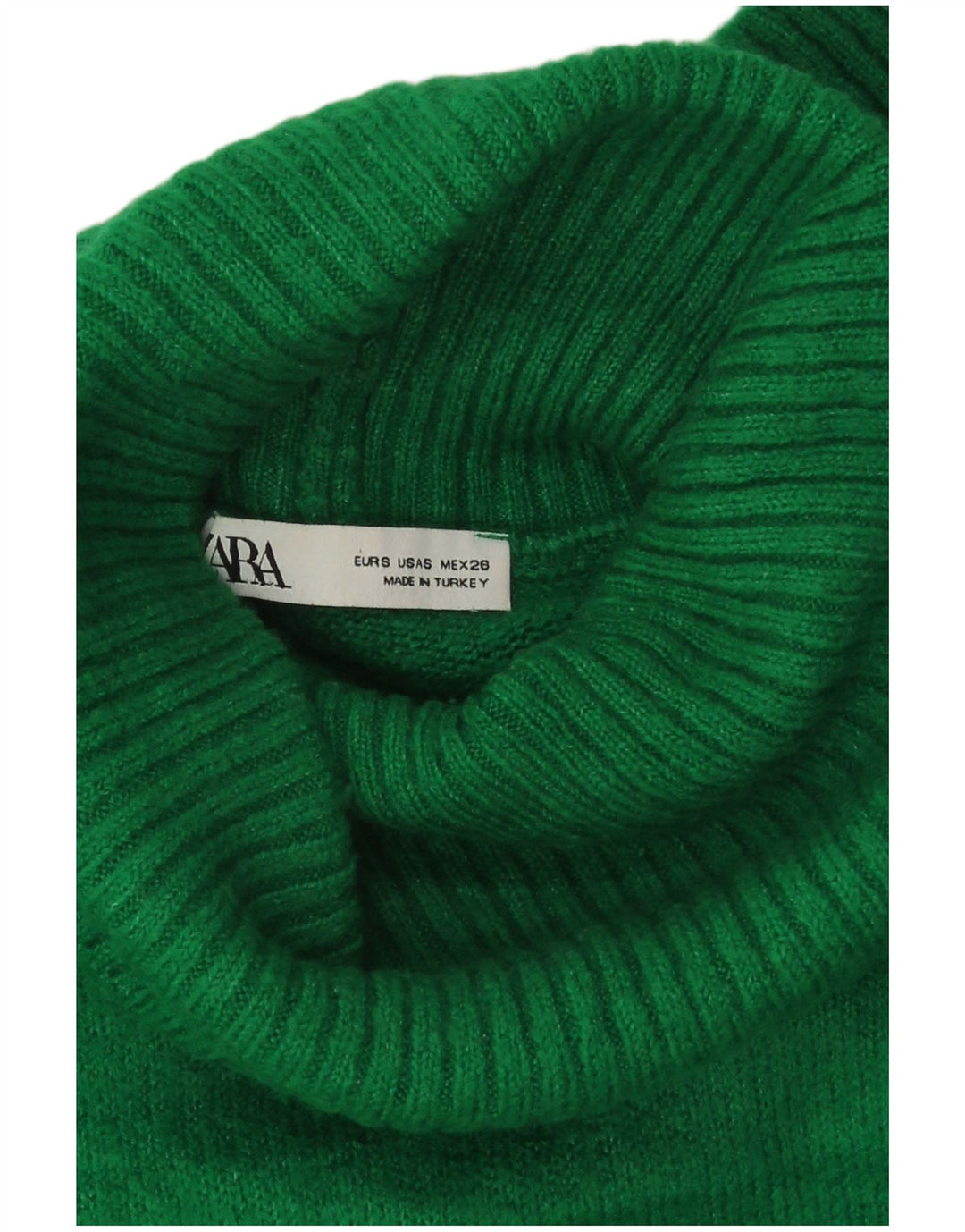 Zara Mujer Crop Oversize Roll Neck Jumper Sweater UK 10 Small Verde