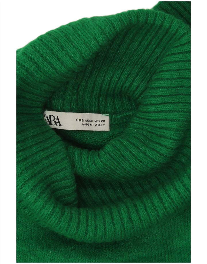 Zara Mujer Crop Oversize Roll Neck Jumper Sweater UK 10 Small Verde