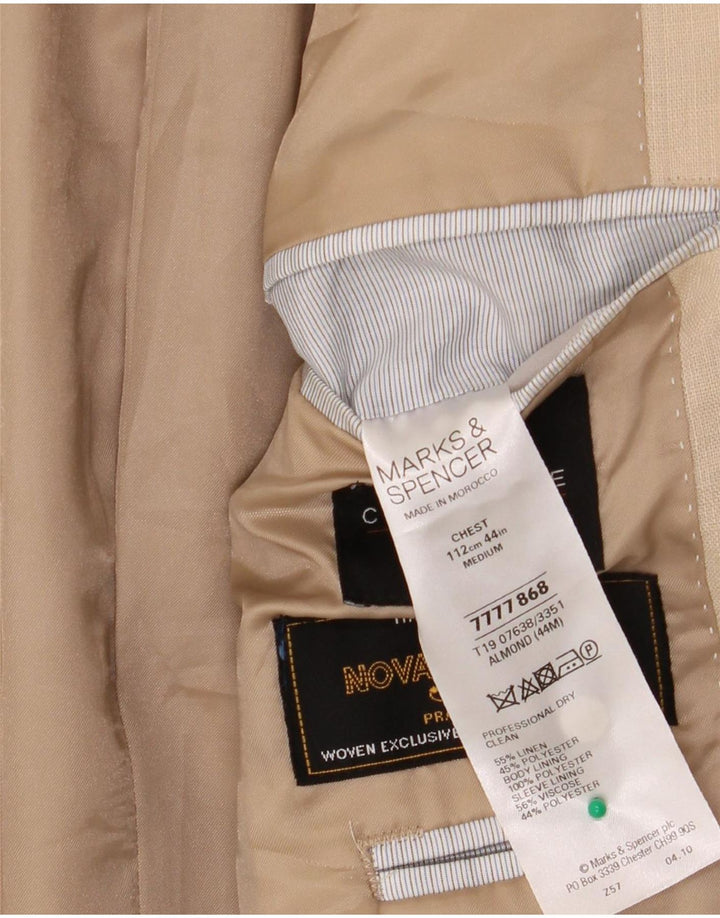 Marks & Spencer Chaqueta tipo blazer con 2 botones para hombre UK 44 XL Beige Linen