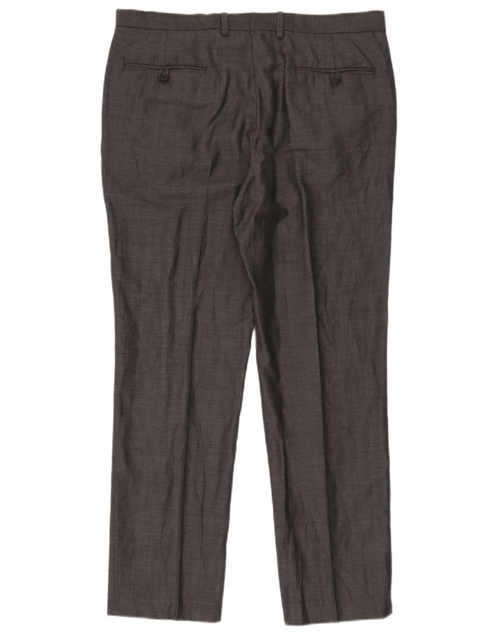 Marks & Spencer Pantalones de traje rectos de corte entallado para hombre W36 L31 Cuadros grises