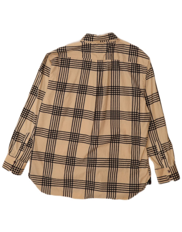 TOMMY HILFIGER Camisa para hombre Large Beige Plaid Cotton