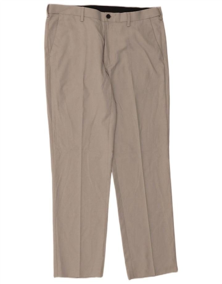 Marks & Spencer Pantalón chino de corte regular para hombre W34 L31 Poliéster gris