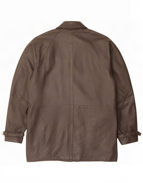 Chaqueta de cuero vintage para hombre IT 52 XL Gris
