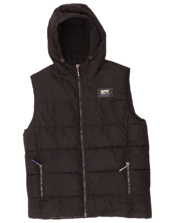Superdry Chaleco acolchado con capucha para hombre UK 42 XL Poliéster negro