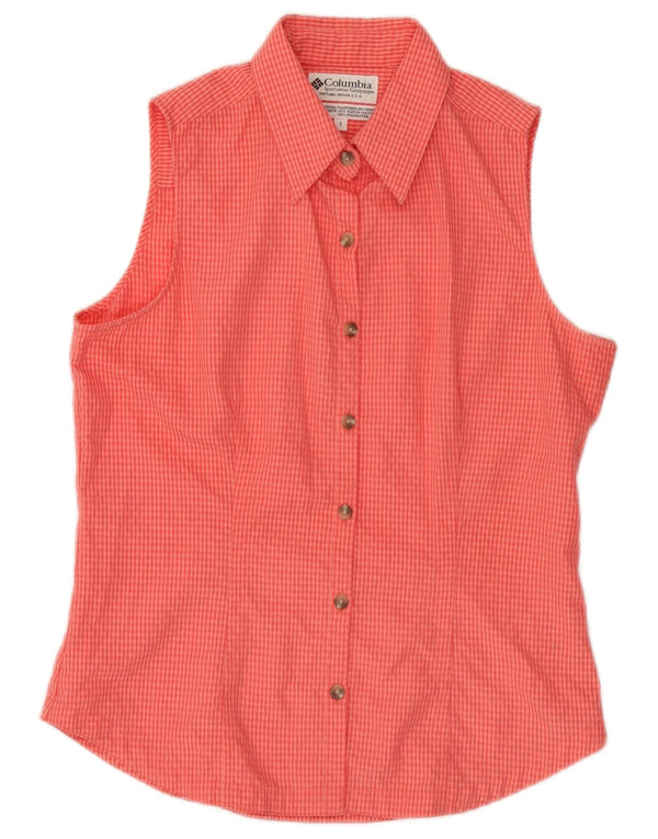 Camisa sin mangas Columbia para mujer UK 40 Small Pink Gingham Rayon