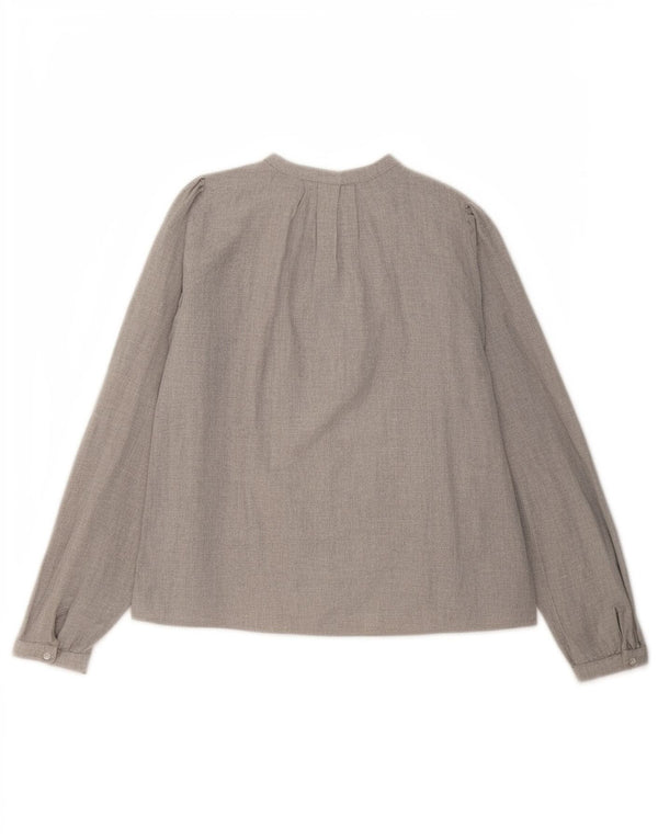 Zara Blusa tipo camisa holgada de manga larga para mujer UK 40 Small Gris Floral
