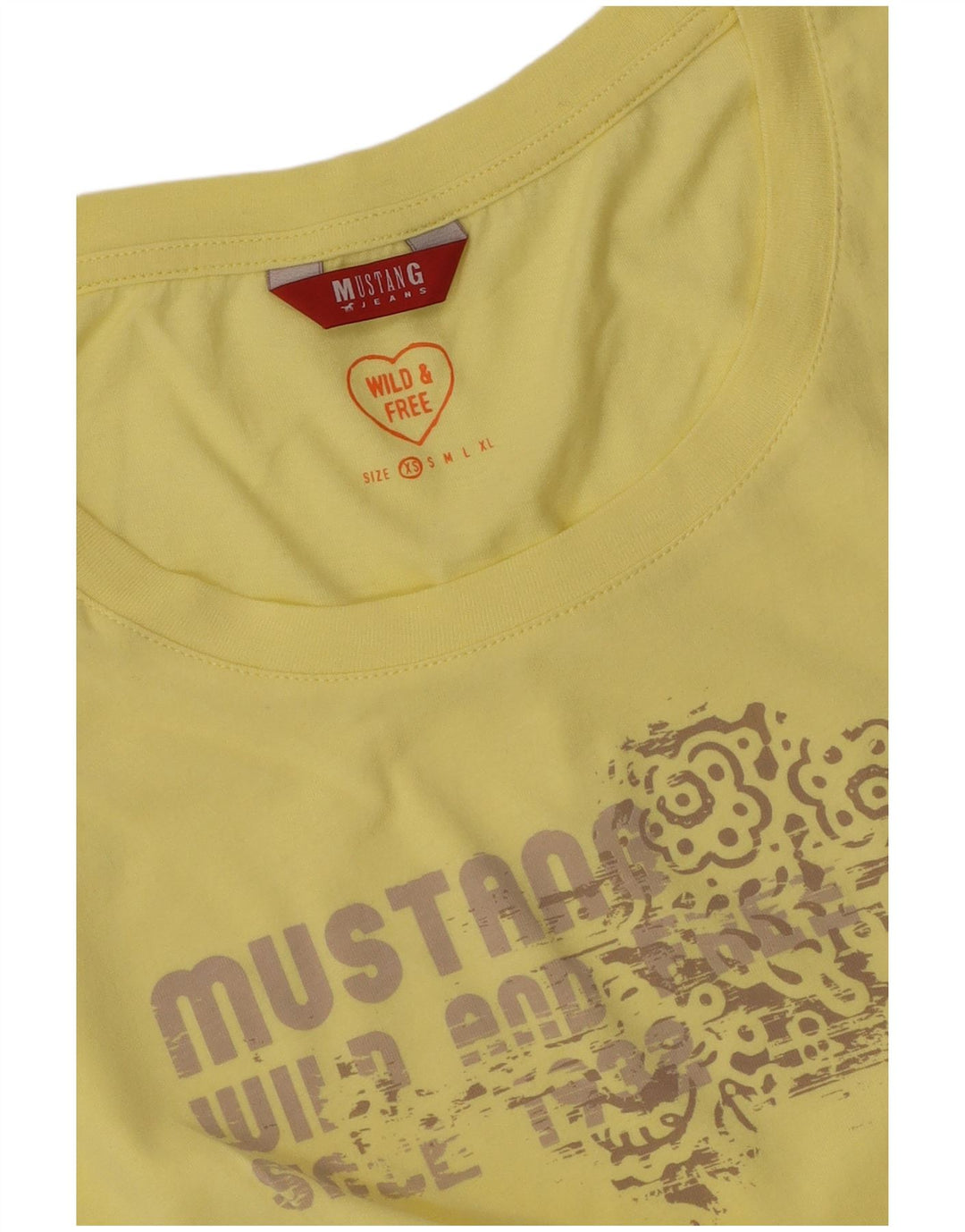 MUSTANG Camiseta gráfica para mujer Top UK 6 XS Amarillo