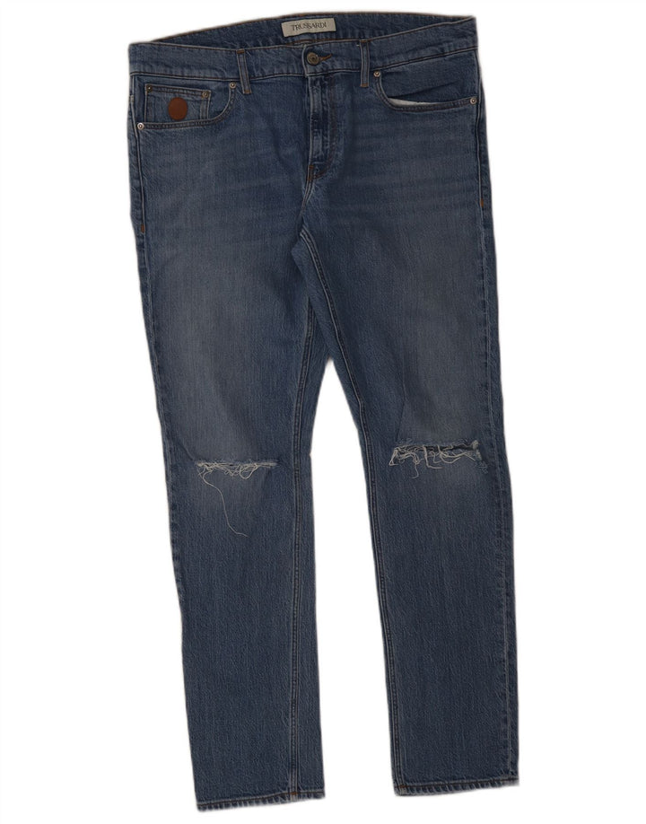 Vaqueros Slim Desgastados Hombre Trussardi W34 L31 Azul